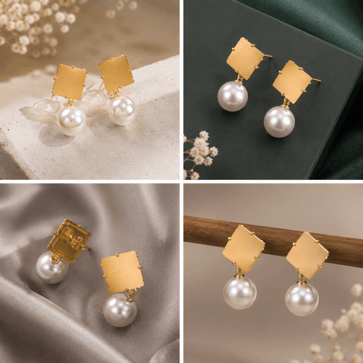Stone Pearl Earring