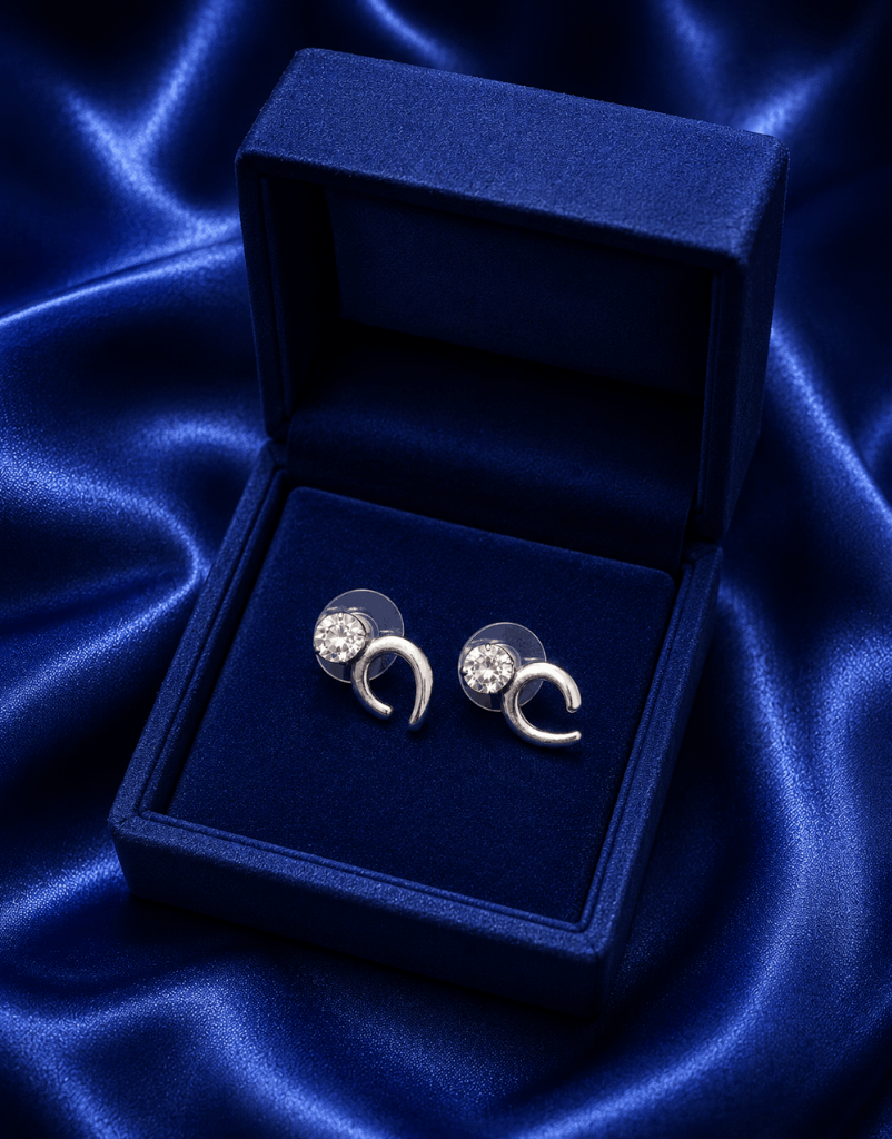 Lunara Crystal Crescent Studs