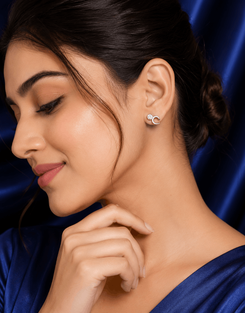 Lunara Crystal Crescent Studs