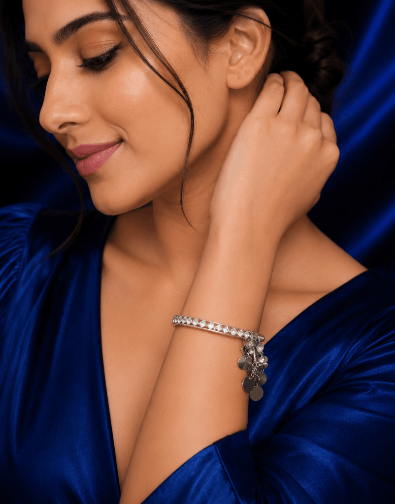 Celestine Crystal Charm Bangle
