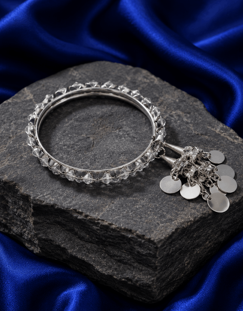 Celestine Crystal Charm Bangle