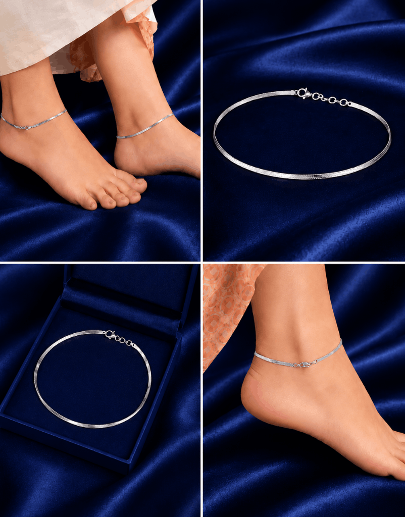 Moonlit Grace Silver Anklet