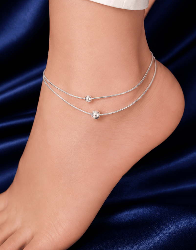 Silver Double-Layer Anklet