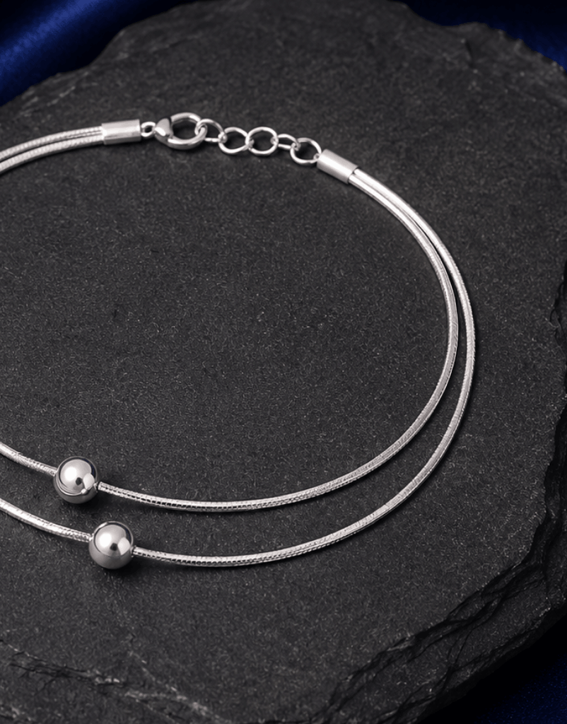 Silver Double-Layer Anklet