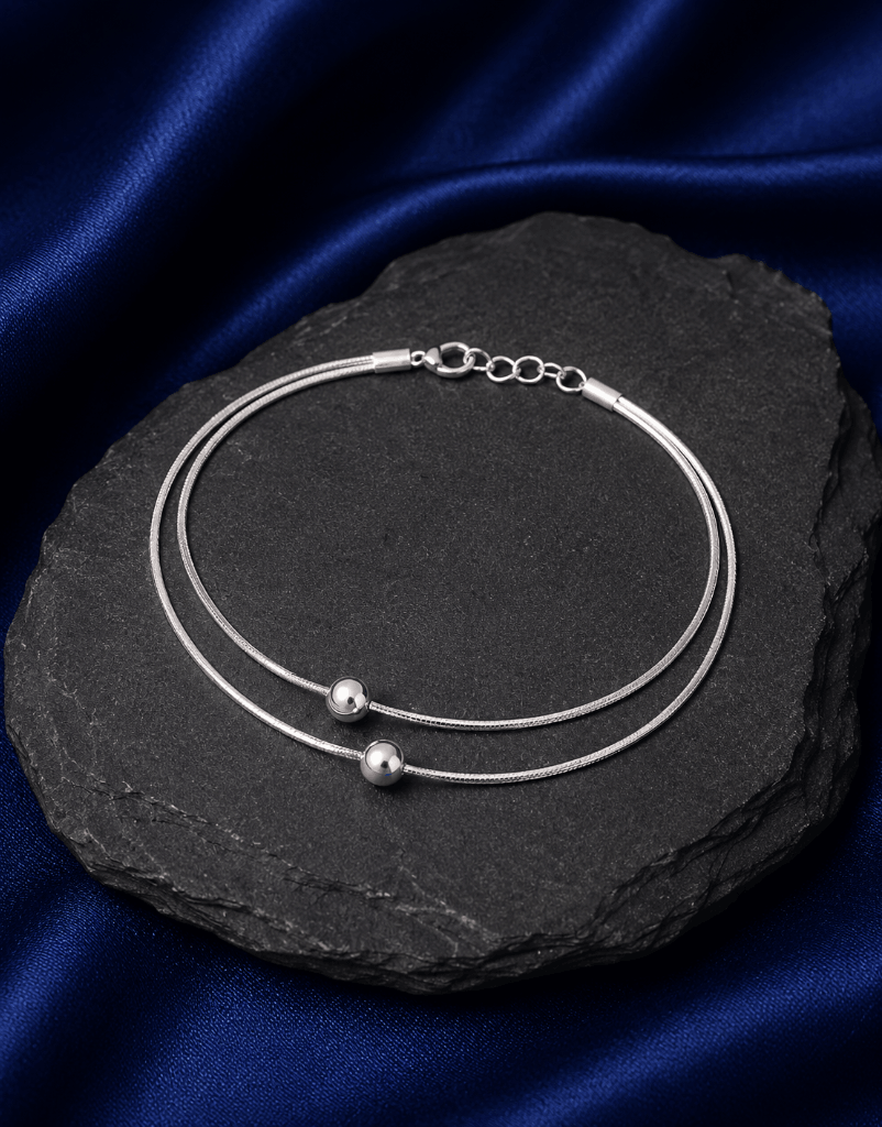 Silver Double-Layer Anklet