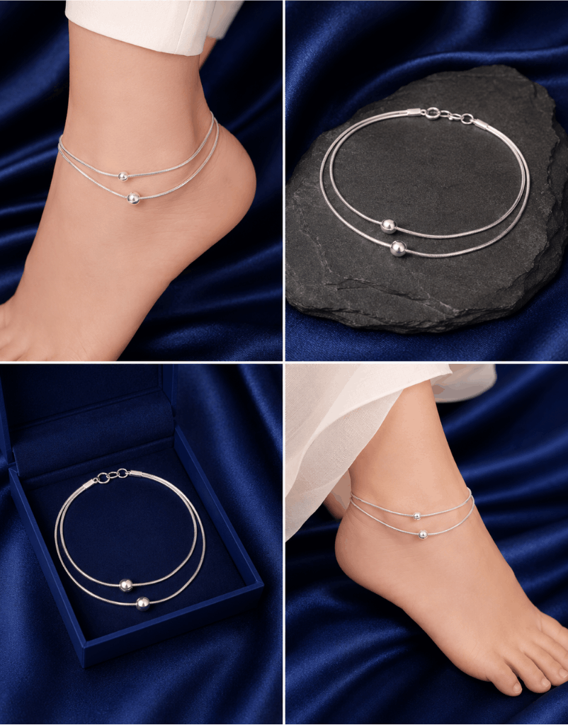 Silver Double-Layer Anklet
