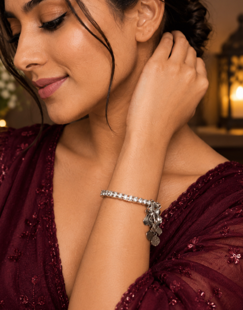Celestine Crystal Charm Bangle