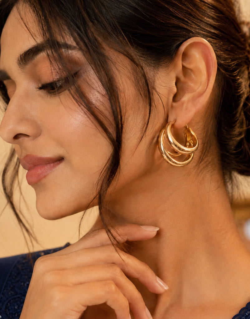 Golden Wave Hoop Earrings