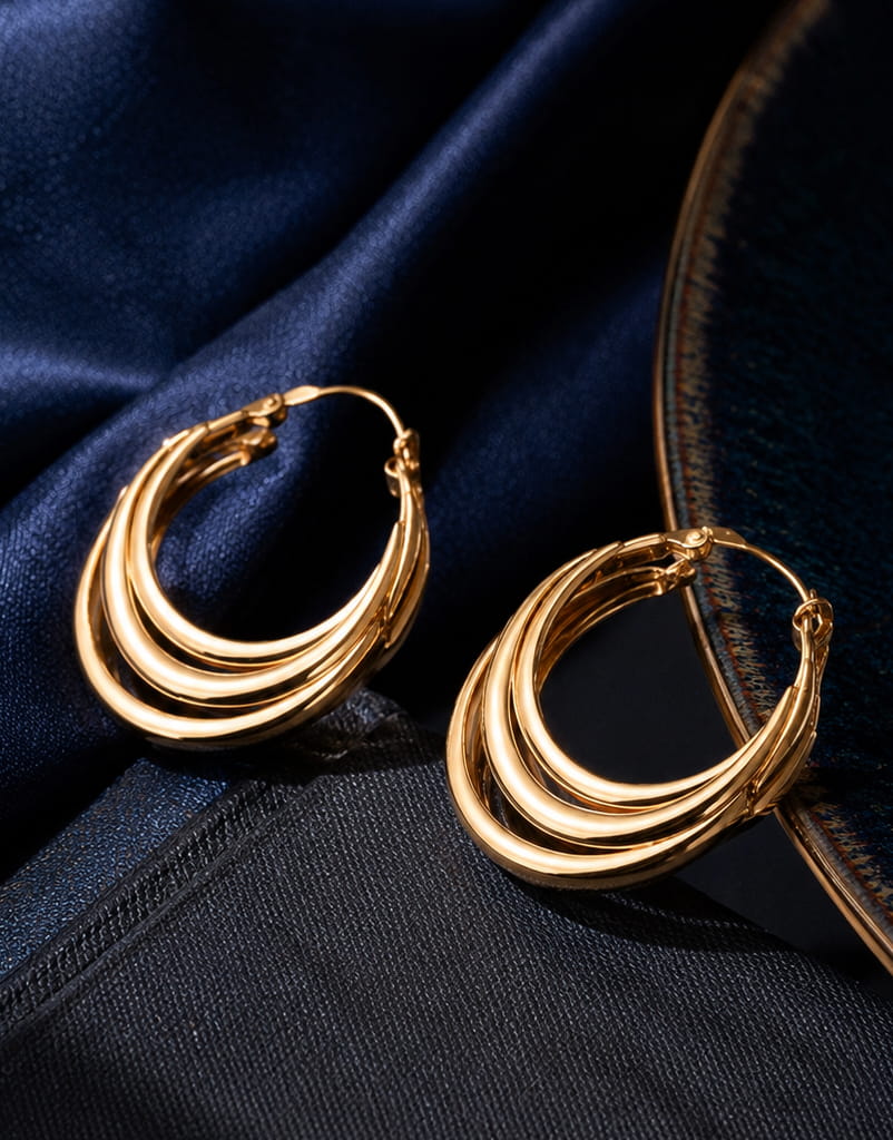 Golden Wave Hoop Earrings