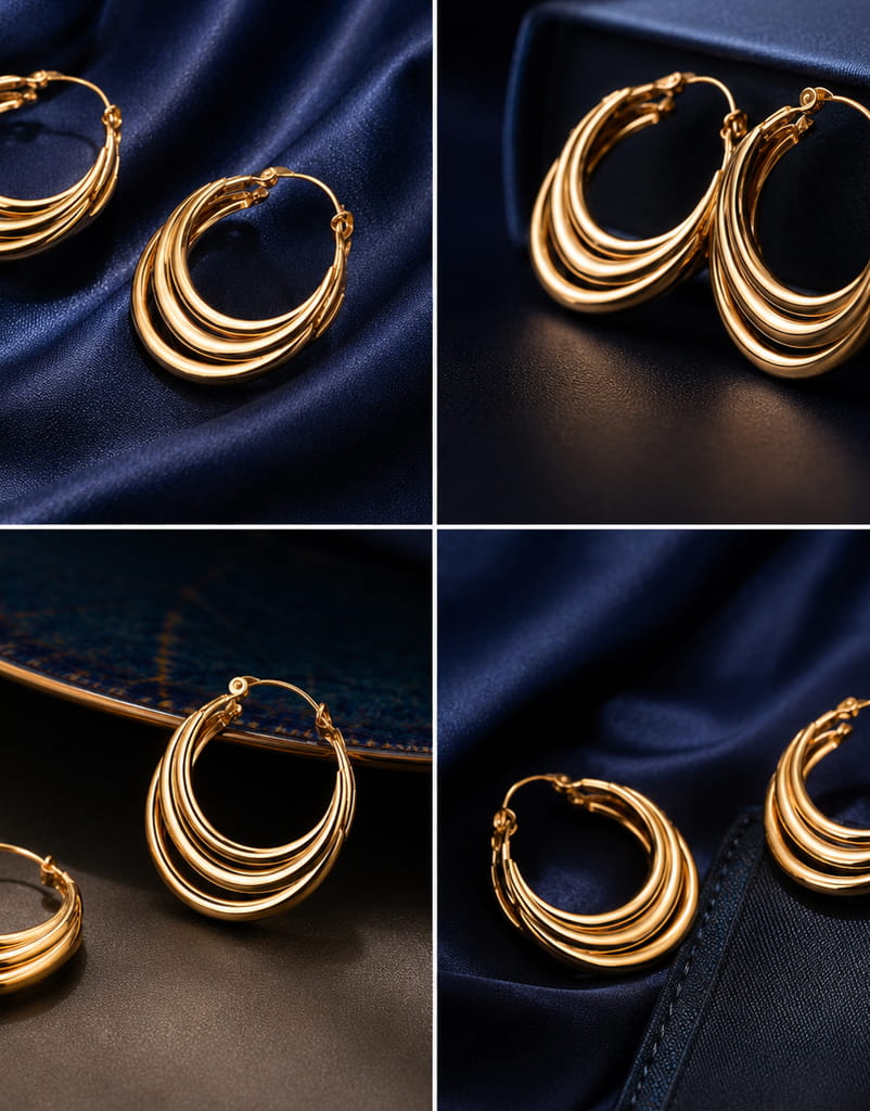 Golden Wave Hoop Earrings