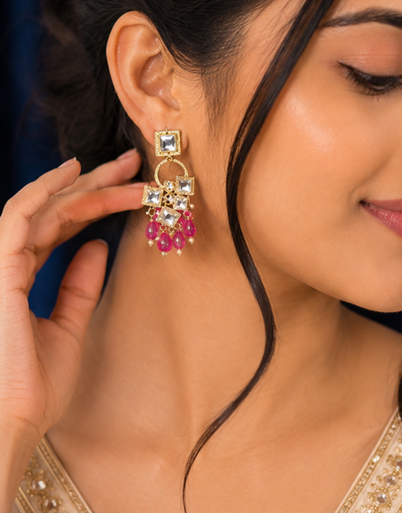 Ruby Glow Statement Earrings
